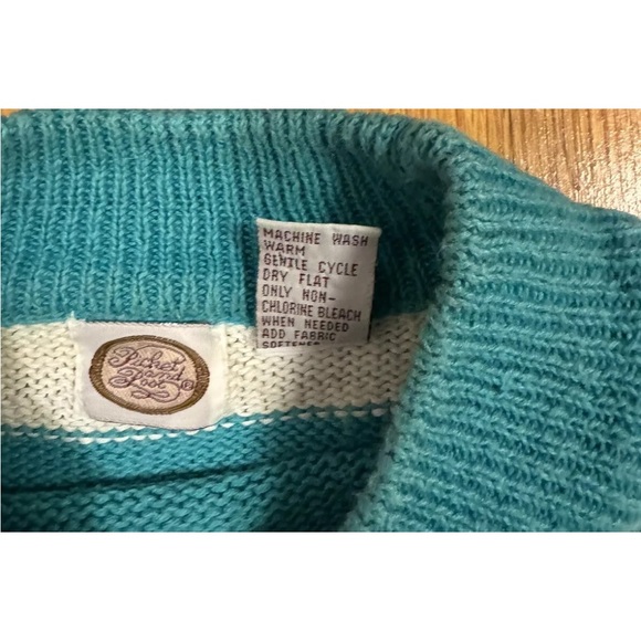 Picket and Post Teal And White Stripe Top Size Medium - Picture 4 of 7